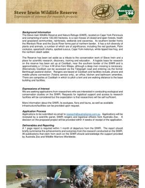 Background Information the Steve Irwin Wildlife