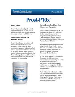 Description Therapeutic Benefits for Prostate Health Doctor Formulated