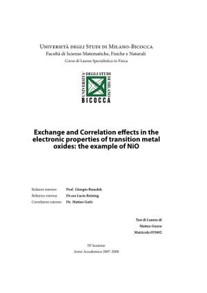 Exchange and Correlation Effects in the Electronic Properties Of