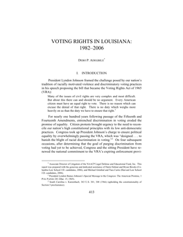 Voting Rights in Louisiana: 1982–2006