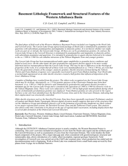 Basement Lithologic Framework and Structural Features of the Western Athabasca Basin