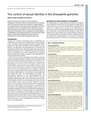 The Control of Sexual Identity in the Drosophila Germline