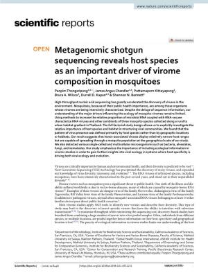 Metagenomic Shotgun Sequencing Reveals Host Species As An
