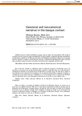 Canonical and Non-Canonical Narrative in the Basque Context