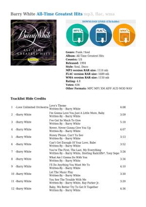 Barry White All-Time Greatest Hits Mp3, Flac, Wma