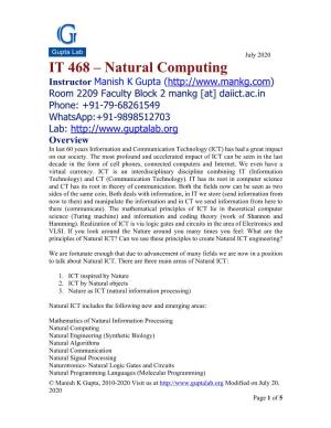 IT 468 – Natural Computing