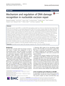 Mechanism and Regulation of DNA Damage Recognition in Nucleotide Excision Repair