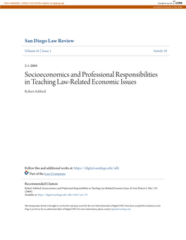 Socioeconomics and Professional Responsibilities in Teaching Law-Related Economic Issues Robert Ashford