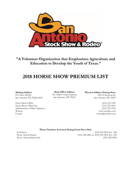 2018 Horse Show Premium List