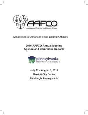 Association of American Feed Control Officials 2016 AAFCO Annual
