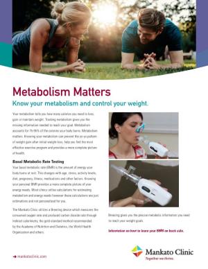 Metabolism Matters Know Your Metabolism and Control Your Weight