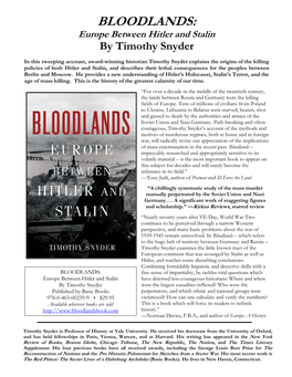 BLOODLANDS: Europe Between Hitler and Stalin by Timothy Snyder