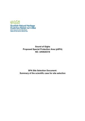 Sound of Gigha Proposed Special Protection Area (Pspa) NO