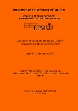 Study, Modelling and Design of Intersatellite Links (Isl) in Millimeter-Wave Band