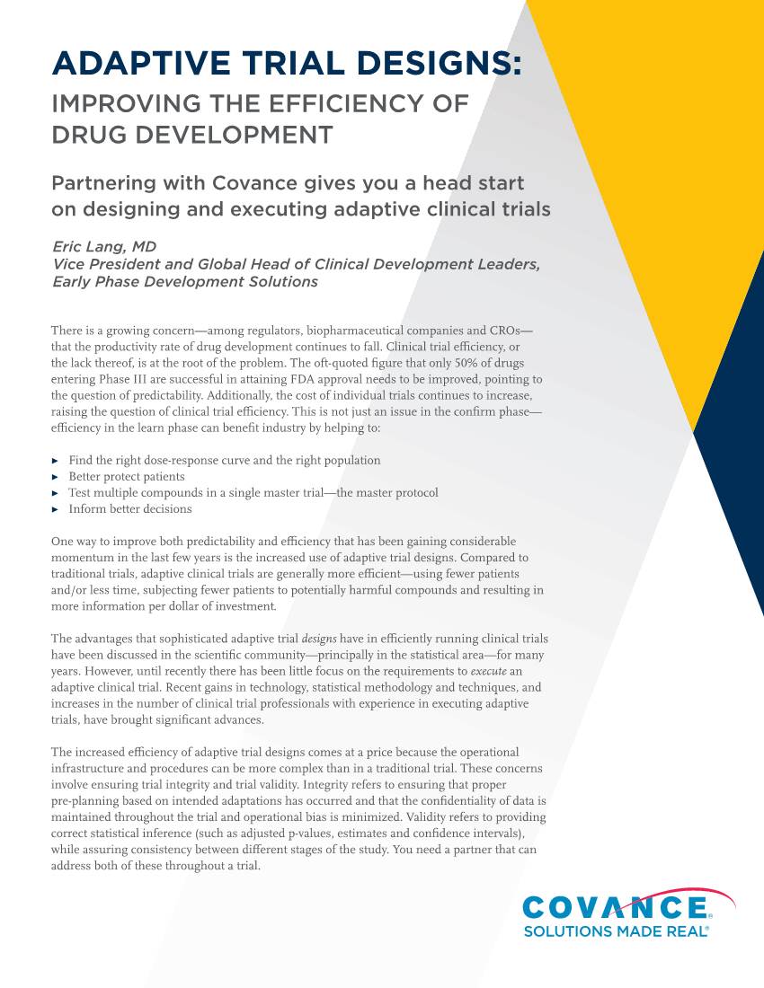 Adaptive Trial Designs: Improving the Efficiency of Drug Development