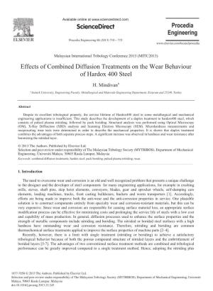 Effects of Combined Diffusion Treatments on the Wear Behaviour of Hardox 400 Steel
