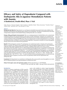 Article Efficacy and Safety of Daprodustat Compared With