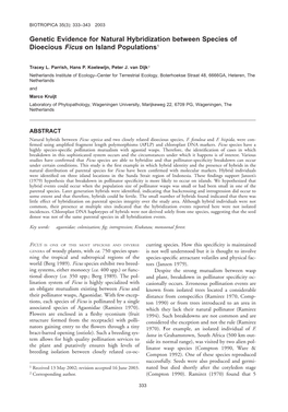 Genetic Evidence for Natural Hybridization Between Species of Dioecious Ficus on Island Populations1