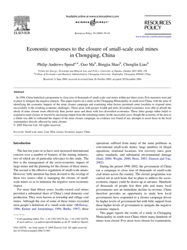 Economic Responses to the Closure of Small-Scale Coal Mines in Chongqing, China