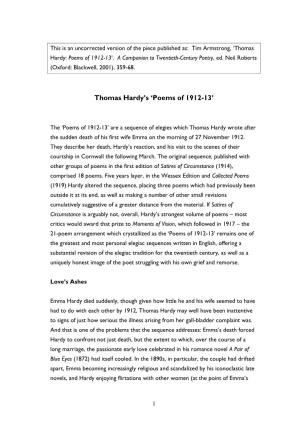 Thomas Hardy's 'Poems of 1912-13'