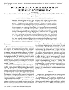 Influences of Anticlinal Structure on Regional Flow, Zagros, Iran.Journal of Cave and Karst Studies, V