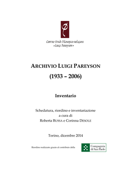 Archivio Luigi Pareyson (1933 – 2006)