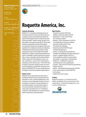 Roquette America, Inc. INGREDIENTS