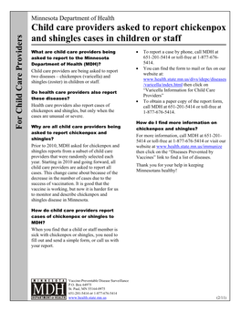 Reporting Requirements for Chickenpox and Shingles (PDF)