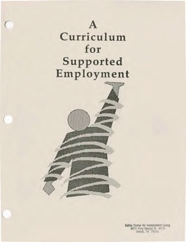 A Curriculum for Supported Employment