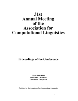 31St Annual Meeting of the Association for Computational Linguistics