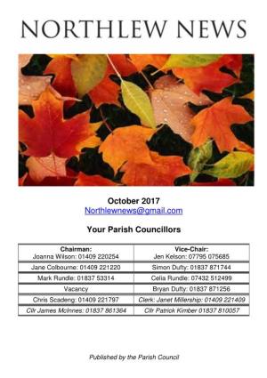 October 2017 Northlewnews@Gmail.Com Your Parish Councillors
