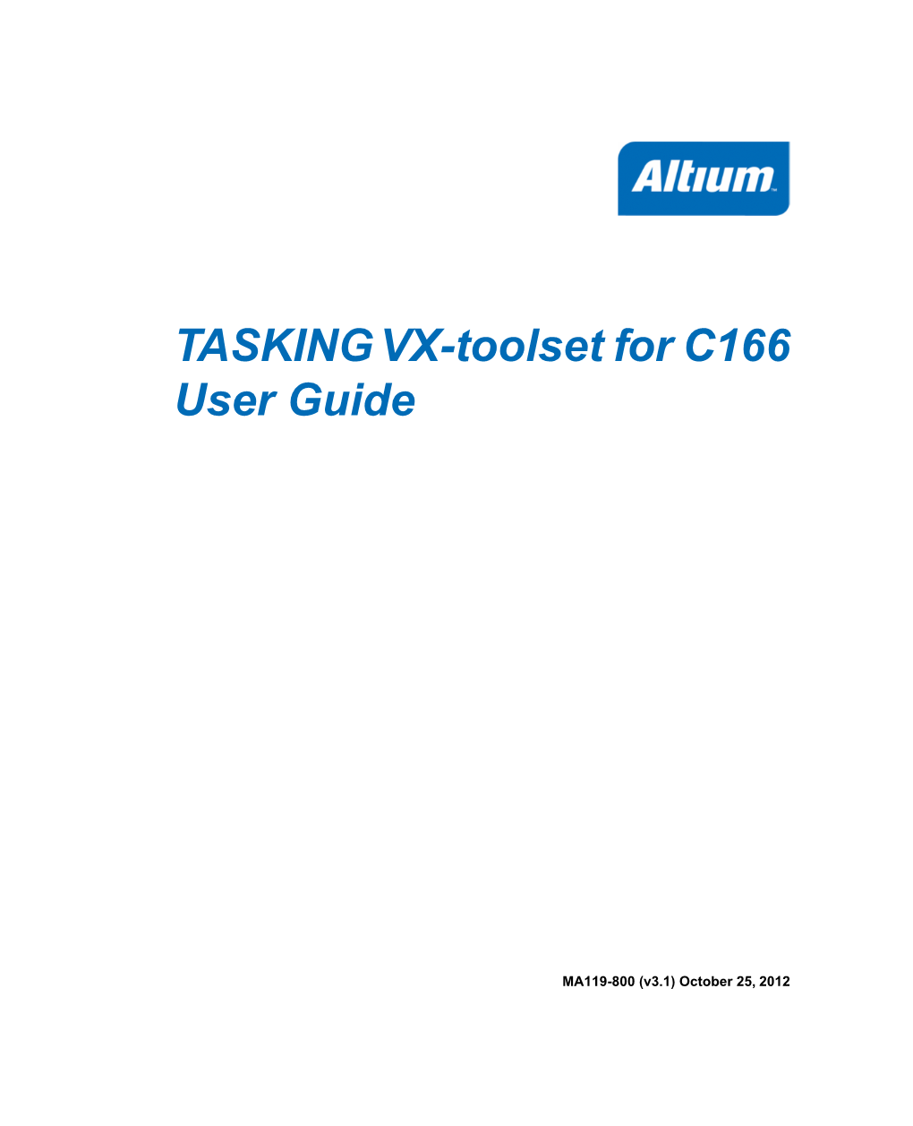 TASKING VX-Toolset for C166 User Guide