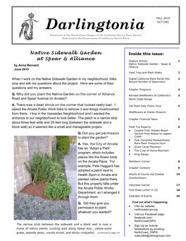 Darlingtonia Fall 2015 Chapter Programs and Meetings