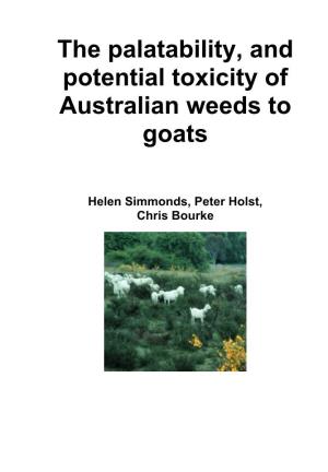 The Palatability, and Potential Toxicity of Australian Weeds to Goats