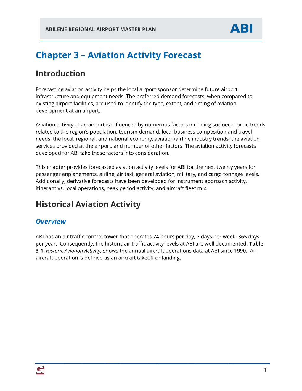 Chapter 3 – Aviation Activity Forecast