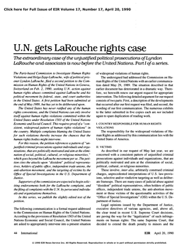 UN Gets Larouche Rights Case