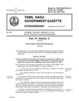 Prevention of Cruelty to Animals (Tamil Nadu Amendment) Act, 2017