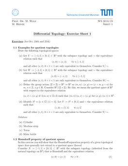 Differential Topology: Exercise Sheet 1