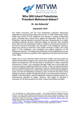 Who Will Inherit Palestinian President Mahmoud Abbas?