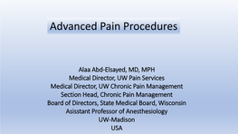 Advances in Pain Medicine