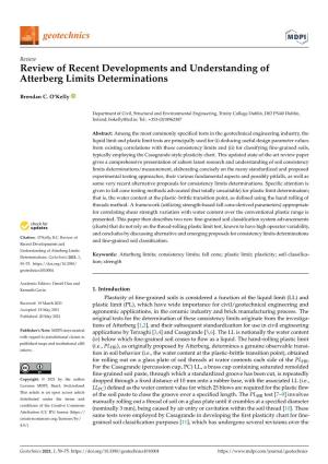 Review of Recent Developments and Understanding of Atterberg Limits Determinations
