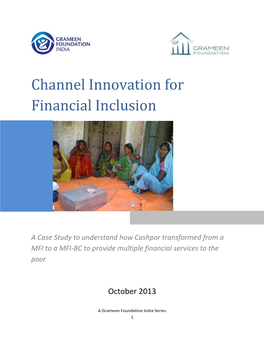 Channel Innovation for Financial Inclusion with a Long Term Perspective, As It Is a Time- and Effort- Intensive Process