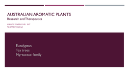 AUSTRALIAN AROMATIC PLANTS Research and Therapeutics