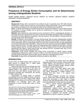 385 Frequency of Energy Drinks Consumption and Its Determinants Among Undergraduate Students