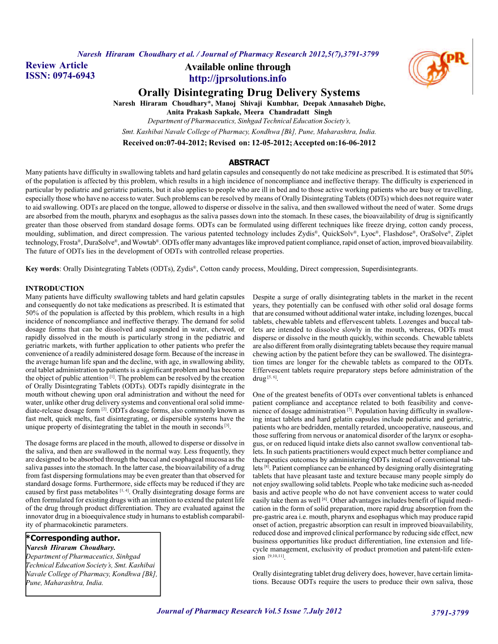 Orally Disintegrating Drug Delivery Systems