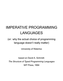 Imperative Programming Languages