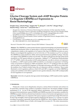 Glycine Cleavage System and Camp Receptor Protein Co-Regulate CRISPR/Cas3 Expression to Resist Bacteriophage