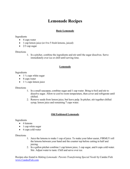 Lemonade Recipes