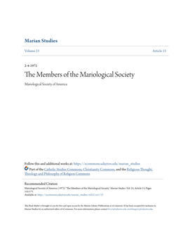 The Members of the Mariological Society