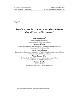 The Original Econiche of the Genus Homo : Open Plain Or Waterside ?